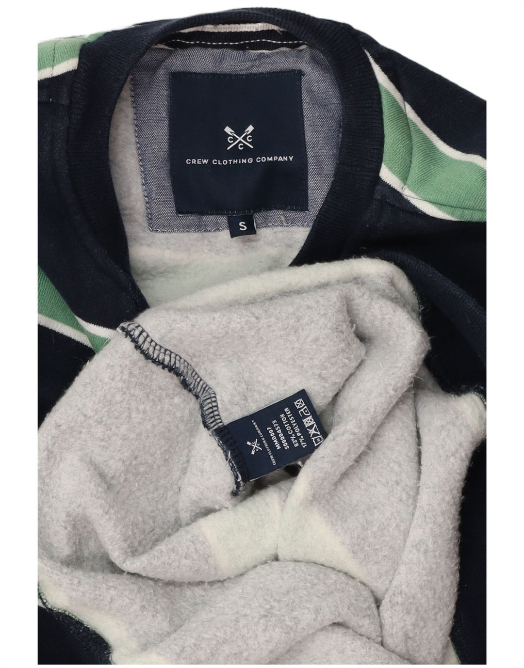 Crew Clothing Ανδρικό φούτερ Jumper Small Navy Blue ριγέ βαμβακερό