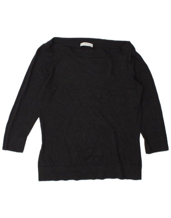 Marks & Spencer Womens Lash Top 3/4 Sleeve UK 10 Small Black Viscose