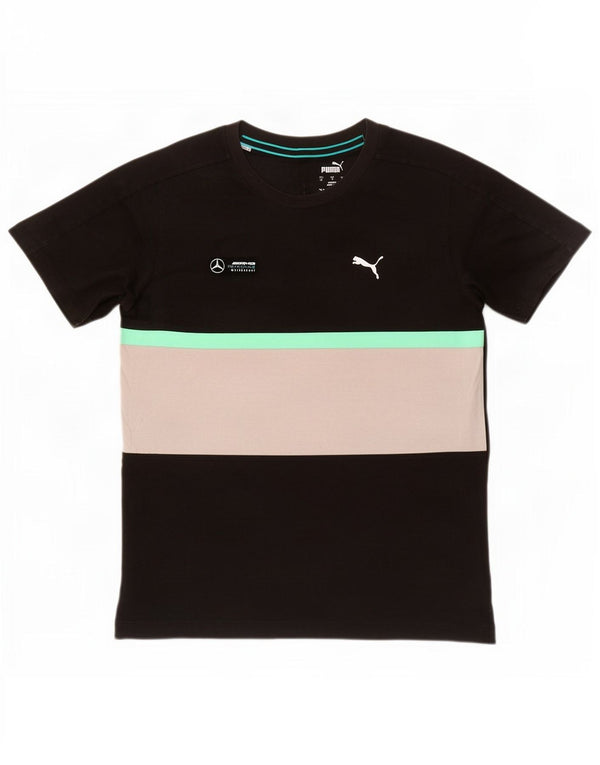 Ανδρικό γραφικό T-Shirt Puma Top Small Black Colourblock Βαμβακερό