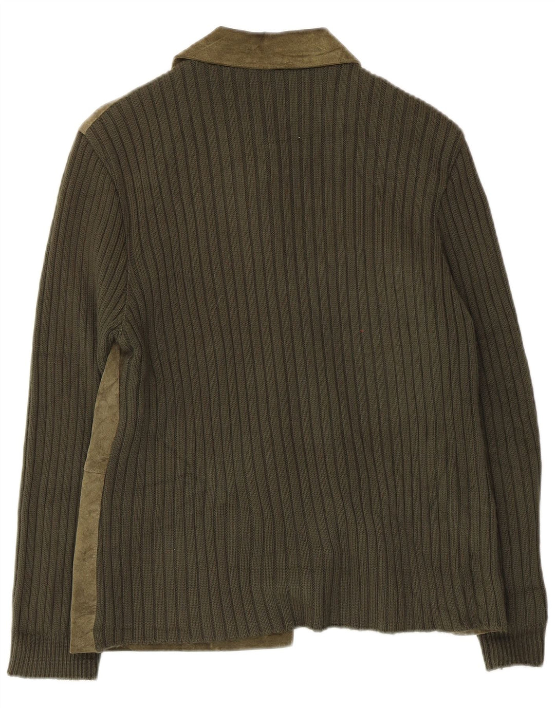 Vintage γυναικείο πλεκτό σουέντ μπουφάν UK 14 Μεσαίο πράσινο δέρμα