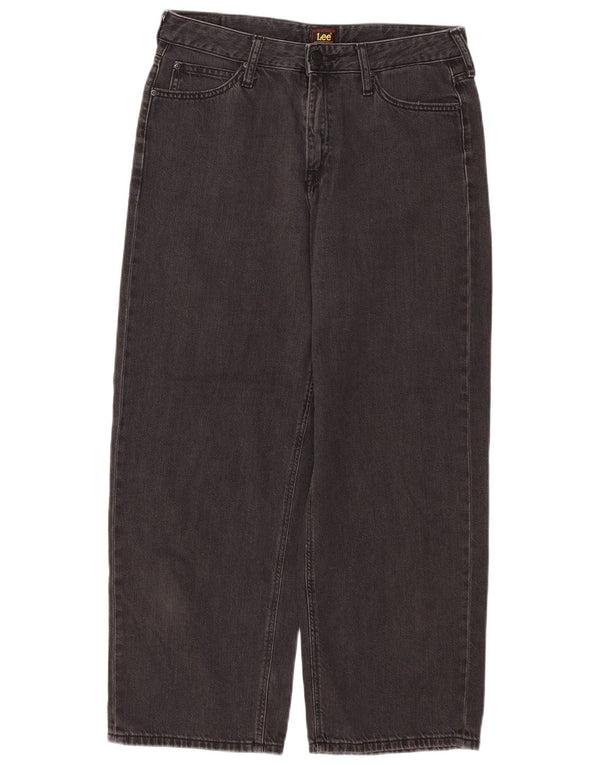 Lee Womens High Waist Crop Loose Jeans W30 L25 Μαύρο