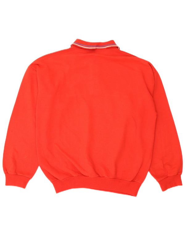 Vintage ανδρικό φούτερ πόλο με λαιμόκοψη Jumper μεγάλο κόκκινο βαμβακερό ριγέ