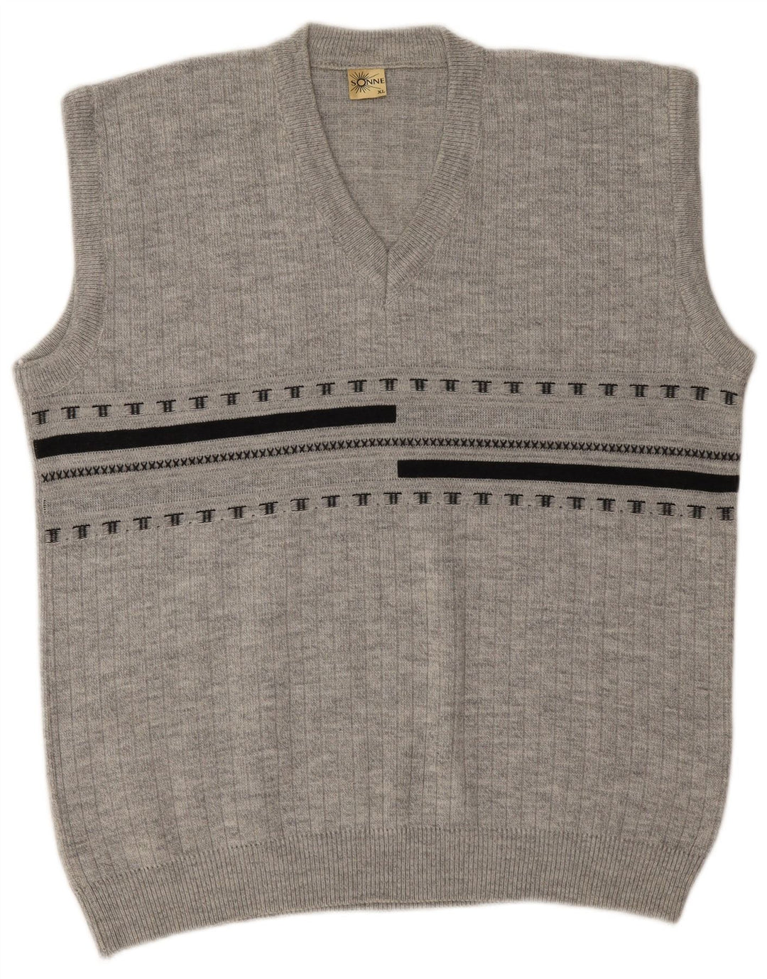 VINTAGE Ανδρικό γιλέκο Tank Top XL Γκρι Ριγέ Ακρυλικό