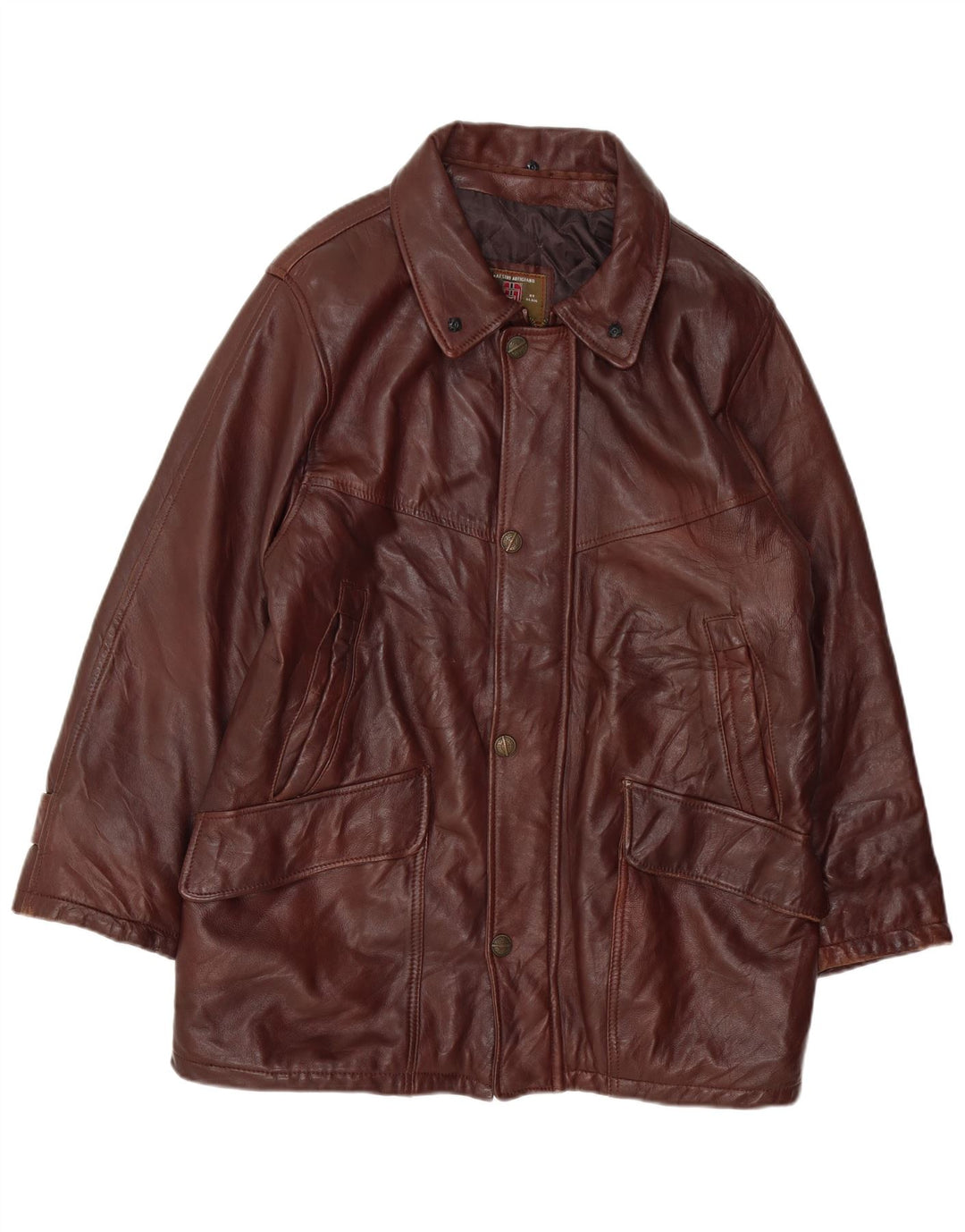 MAESTRO ARTIEIANO Ανδρικό Δερμάτινο Μπουφάν UK 44 2XL Καφέ Δερμάτινο
