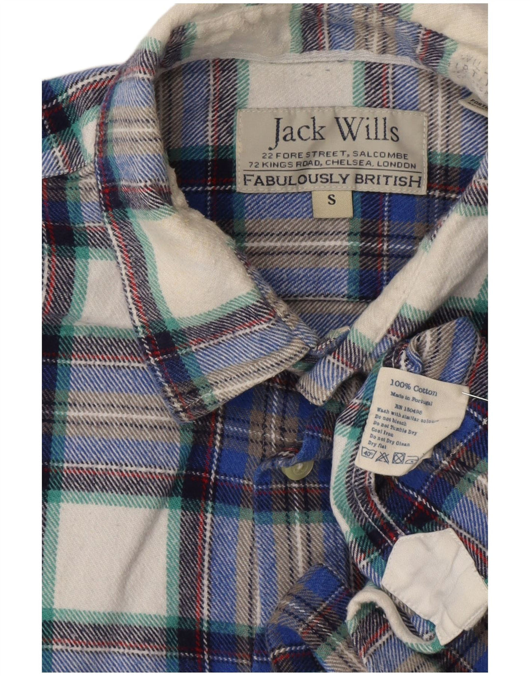 Ανδρικό φανελένιο πουκάμισο Jack Wills Μικρό μπλε καρό βαμβακερό