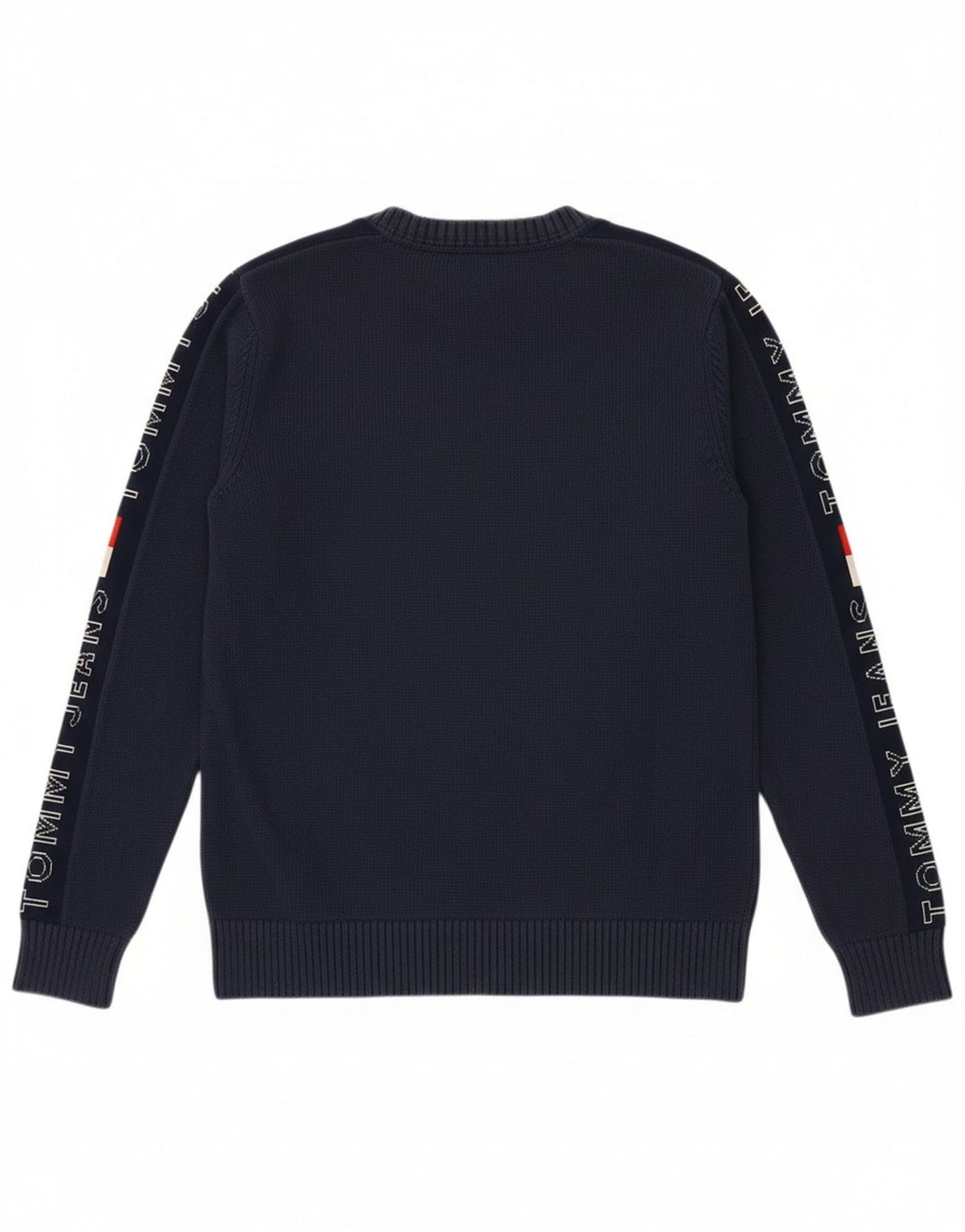 TOMMY HILFIGER Mens Graphic Crew Neck Jumper Sweater Small Navy Blue