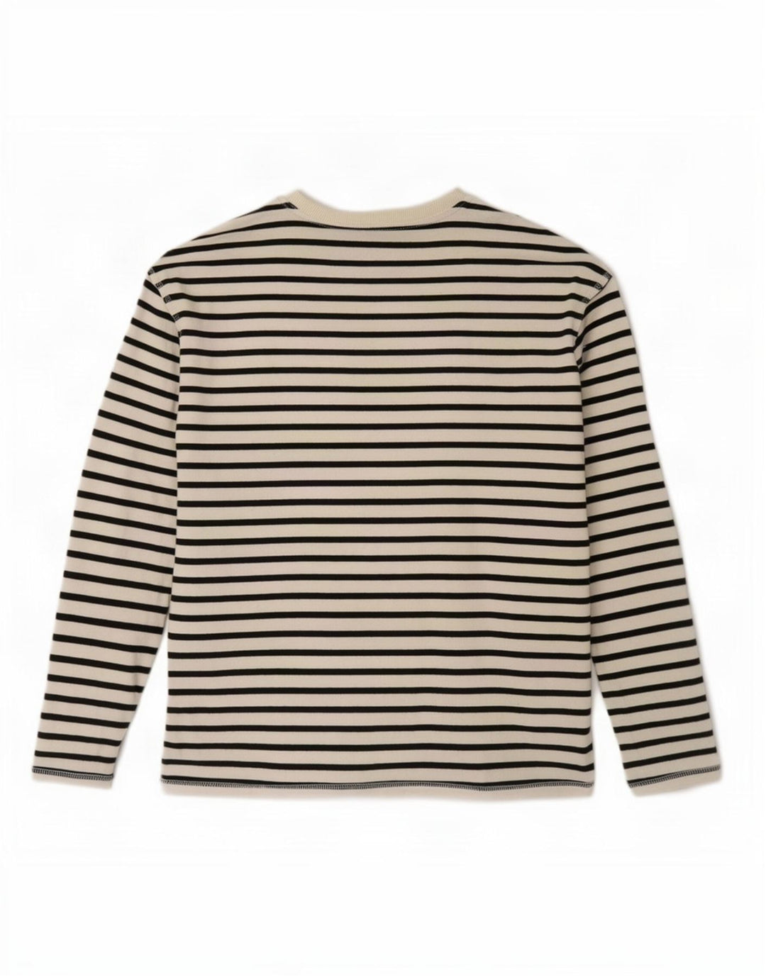 Zara Γυναικείο τοπ μακρυμάνικο UK 10 Small White ριγέ βαμβακερό