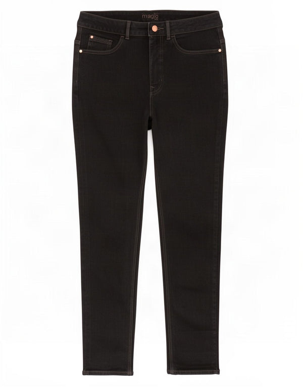 Marks & Spencer Womens Magic Slim Jeans UK 12 Medium W28 L28 Black Cotton