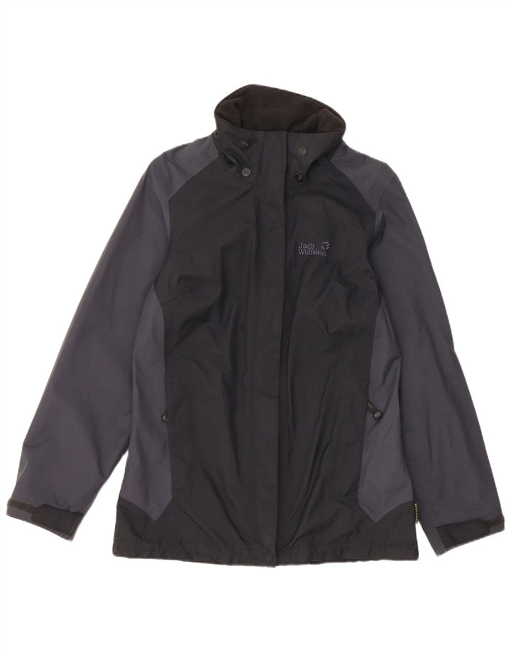 Jack Wolfskin Γυναικείο μπουφάν βροχής UK 8 Small Black Colourblock