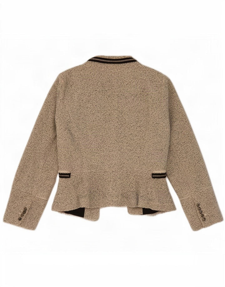 Zara Γυναικείο Oversized Open Blazer Jacket UK 10 Small Beige Flecked