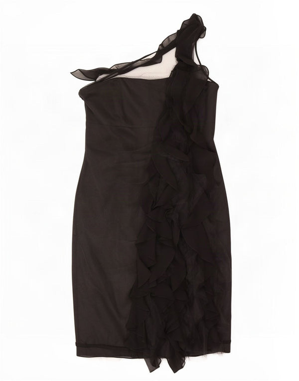 Γυναικείο φόρεμα με έναν ώμο Karen Millen UK 12 Medium Black Silk