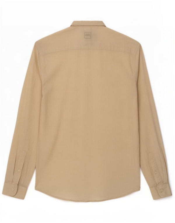 Zara Mens Shirt Small Beige Cotton