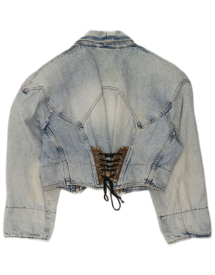 Vintage Γυναικείο Crop Τζιν Μπουφάν UK 14 Medium Blue