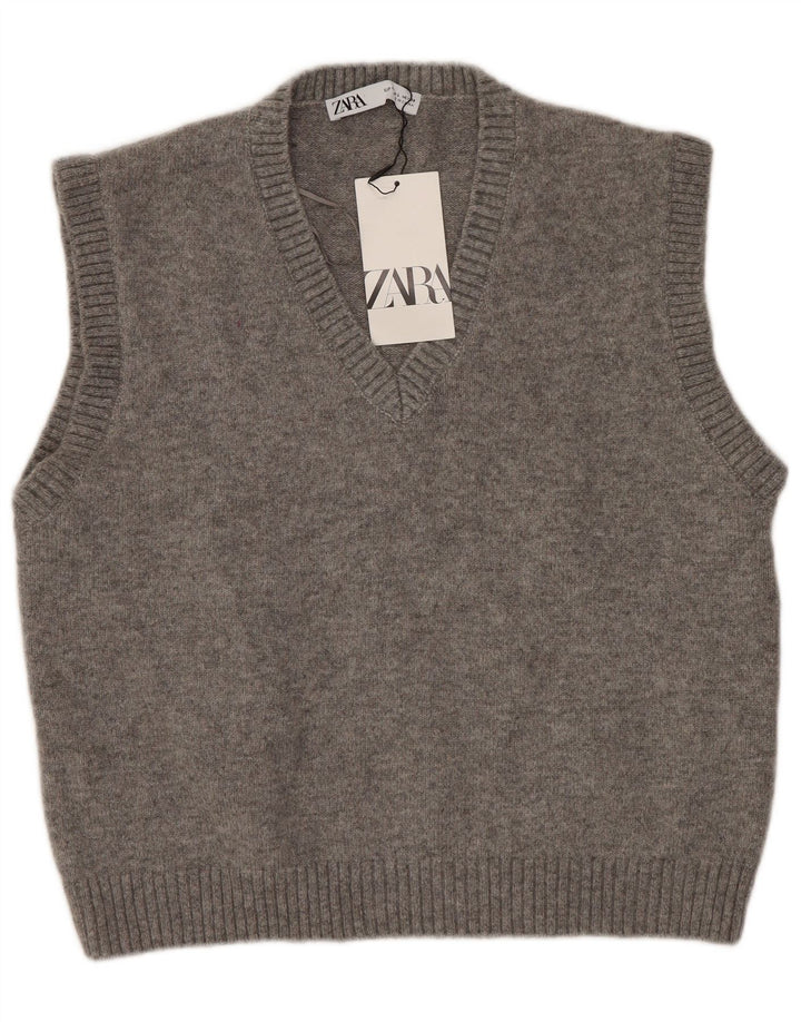 Zara Γυναικείο Γιλέκο Tank Top UK 16 Large Grey Polyester