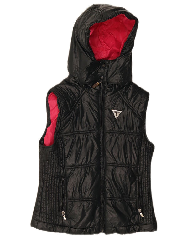 Guess Girls Hooded Gilet Gilet 15-16 Years Black Nylon