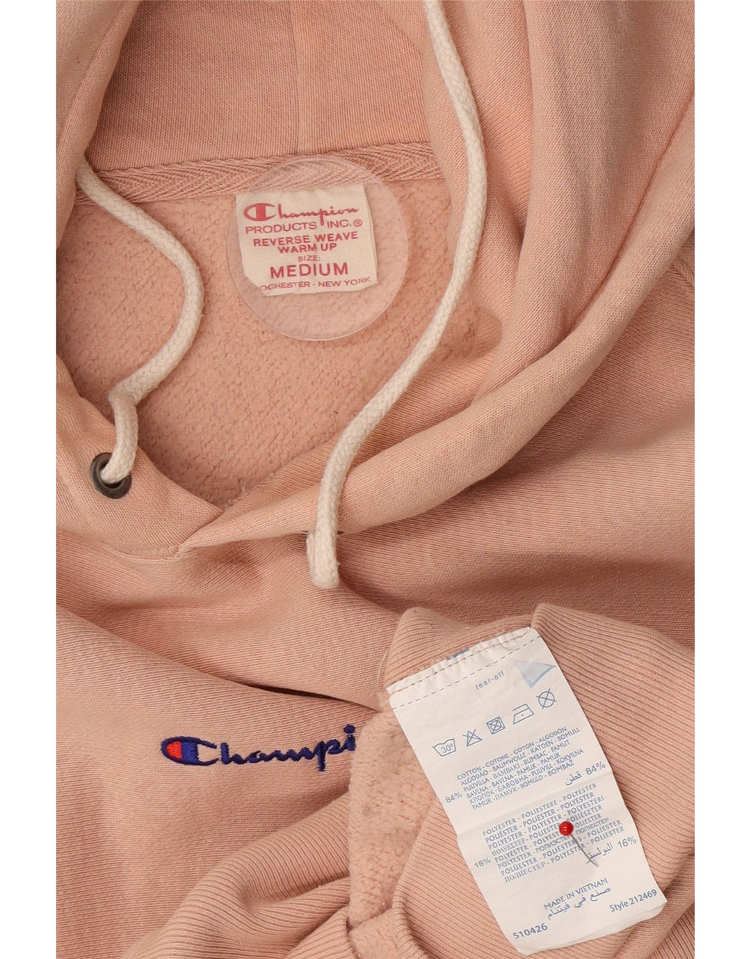 Champion Mens Hoodie Jumper Μεσαίο Ροζ Βαμβακερό