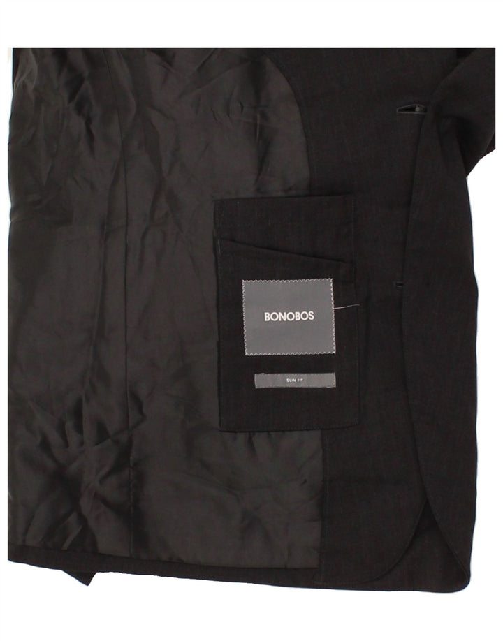 BONOBOS Mens Slim Fit 2 Button Blazer Jacket UK 40 Large Grey Wool Vintage BONOBOS and Second-Hand BONOBOS from Messina Hembry 