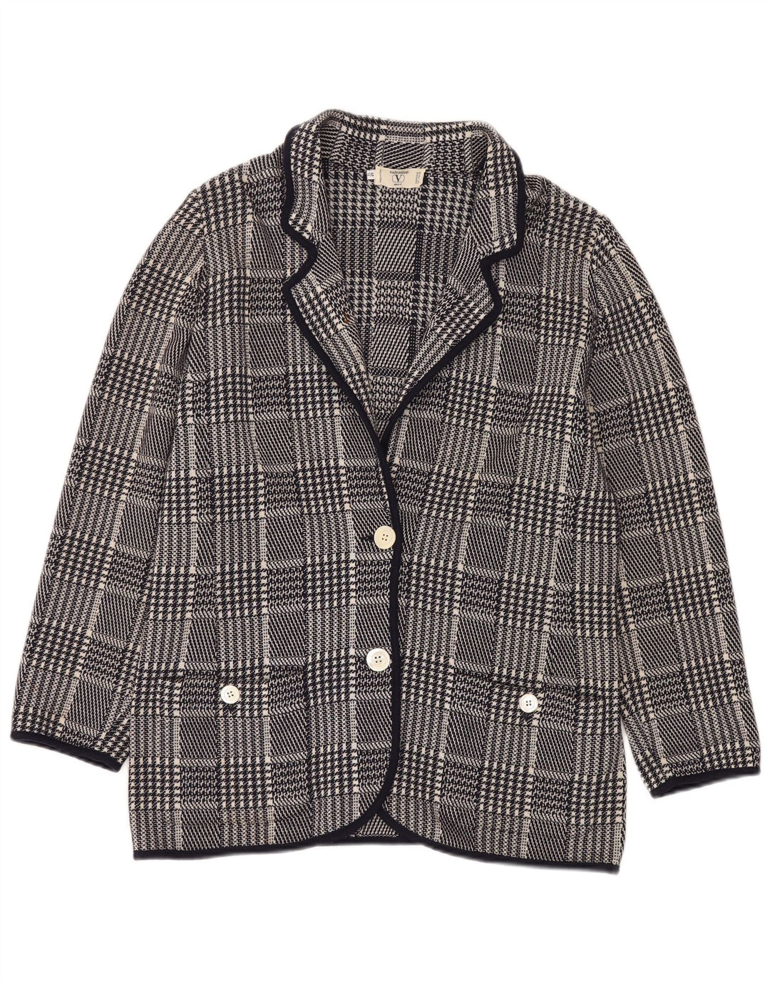 VALENTINO Γυναικείο Miss V Blazer Jacket IT 48 XL Navy Blue Houndstooth