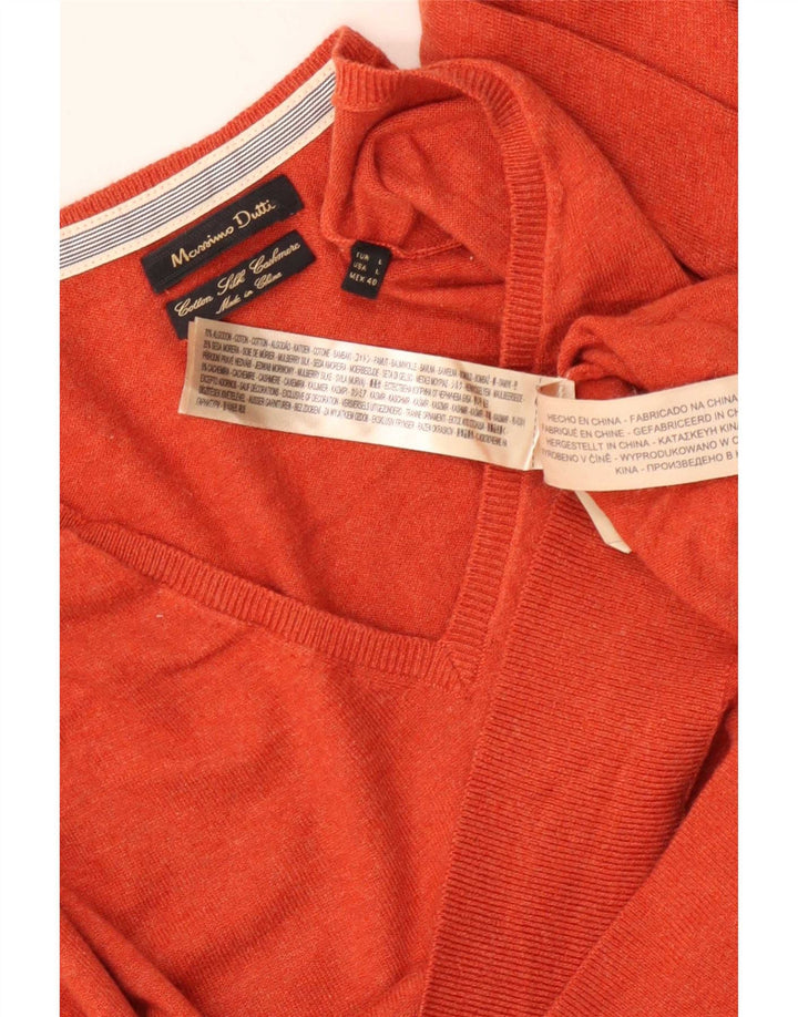 Ανδρικό πουλόβερ Massimo Dutti με V λαιμόκοψη, μεγάλο κόκκινο βαμβακερό