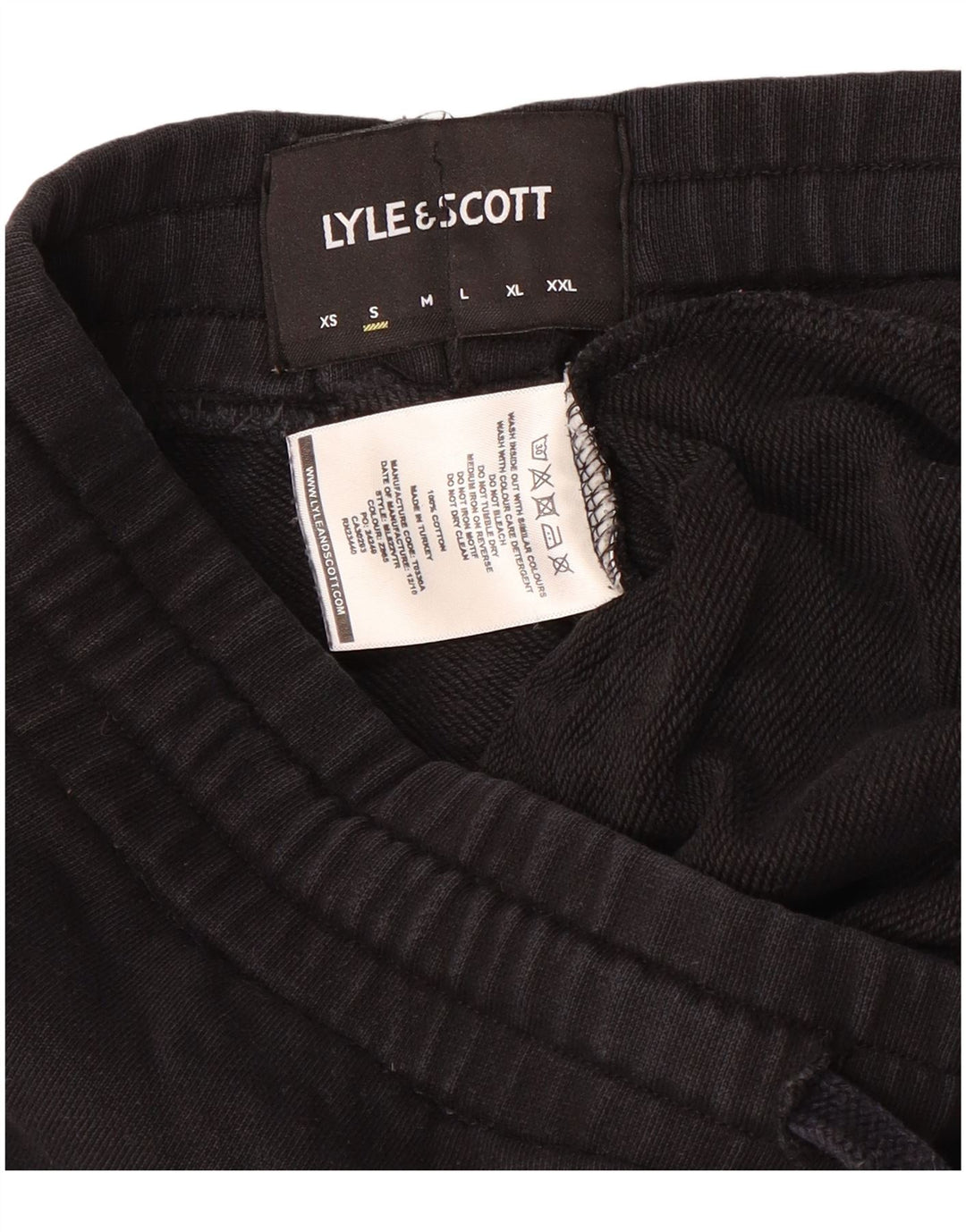 Ανδρική αθλητική φόρμα LYLE & SCOTT Παντελόνι Joggers Μικρό μαύρο βαμβακερό