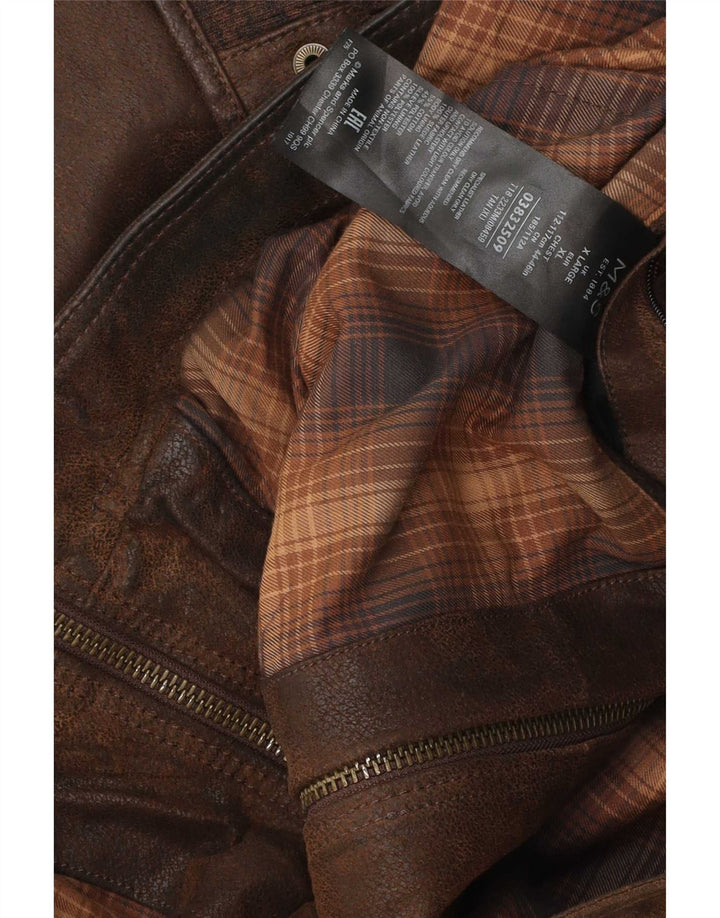 Marks & Spencer Ανδρικό Δερμάτινο Μπουφάν UK 42 XL Καφέ Δερμάτινο