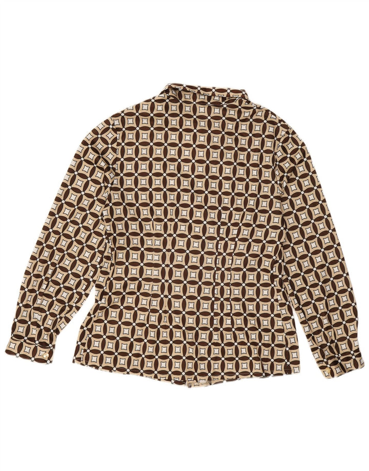 VINTAGE Γυναικείο Πουκάμισο UK 16 Μεγάλο Μπεζ γεωμετρικό μαλλί