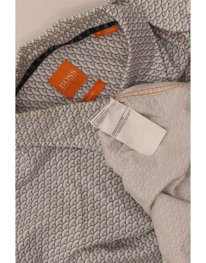 Ανδρικό πουκάμισο Hugo Boss Abstract Pattern Slim Fit, μεσαίο λευκό βαμβακερό