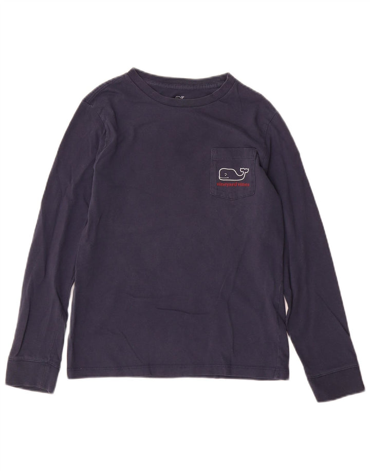 VINEYARD VINES Boys Graphic Top Μακρυμάνικο 8-9 ετών Μικρό Μπλε Χριστούγεννα