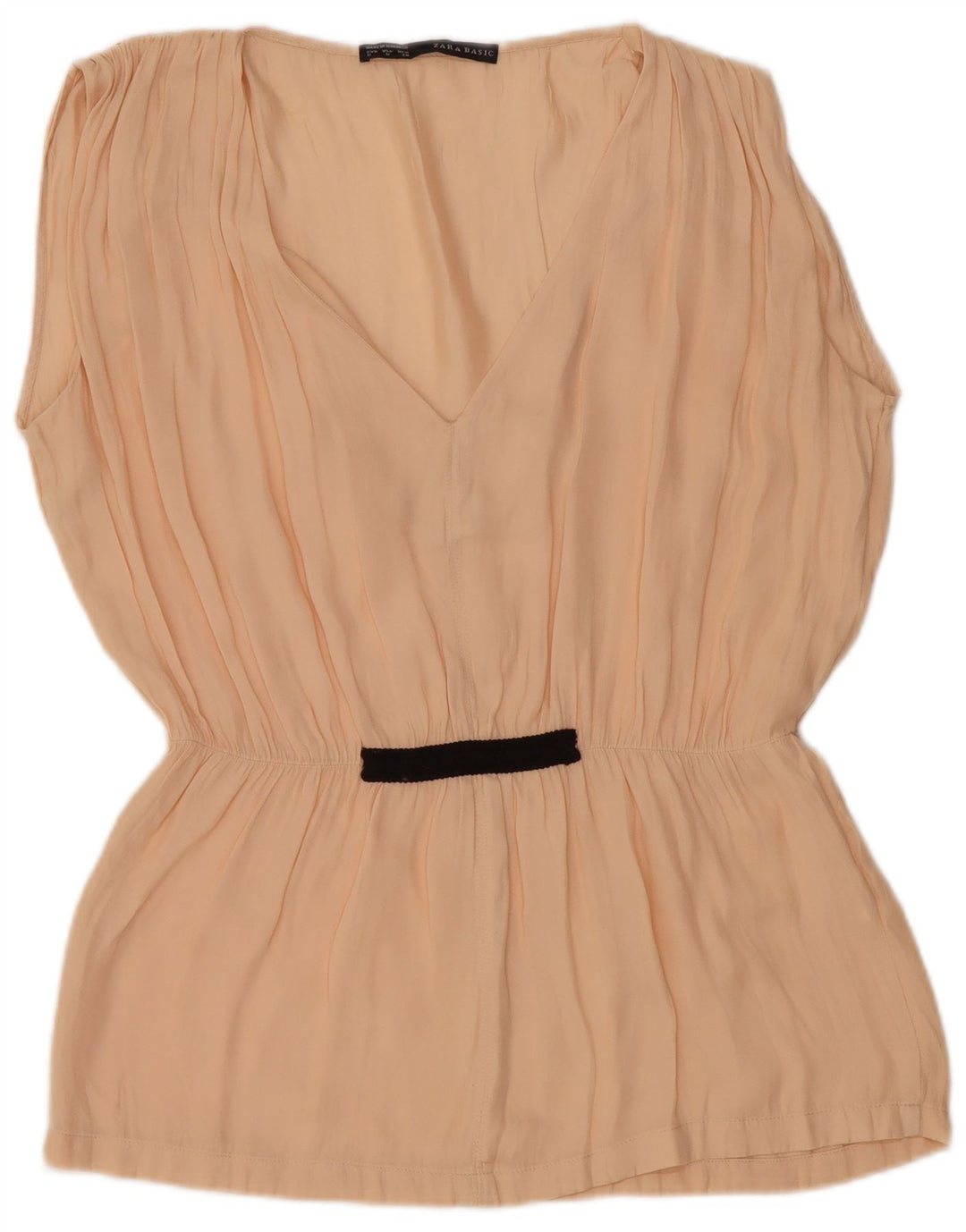 Zara Γυναικεία Αμάνικη Μπλούζα Τοπ UK 14 Medium Beige Polyester