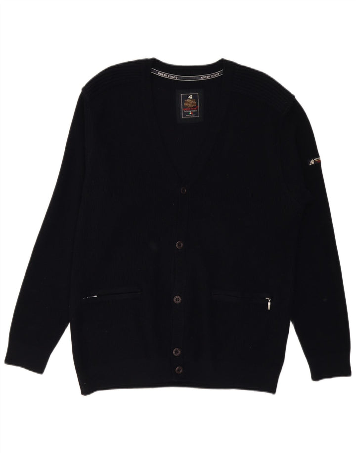 Πουλόβερ ανδρική ζακέτα GREEN COAST IT 52 Μεγάλο μαύρο μαλλί Merino