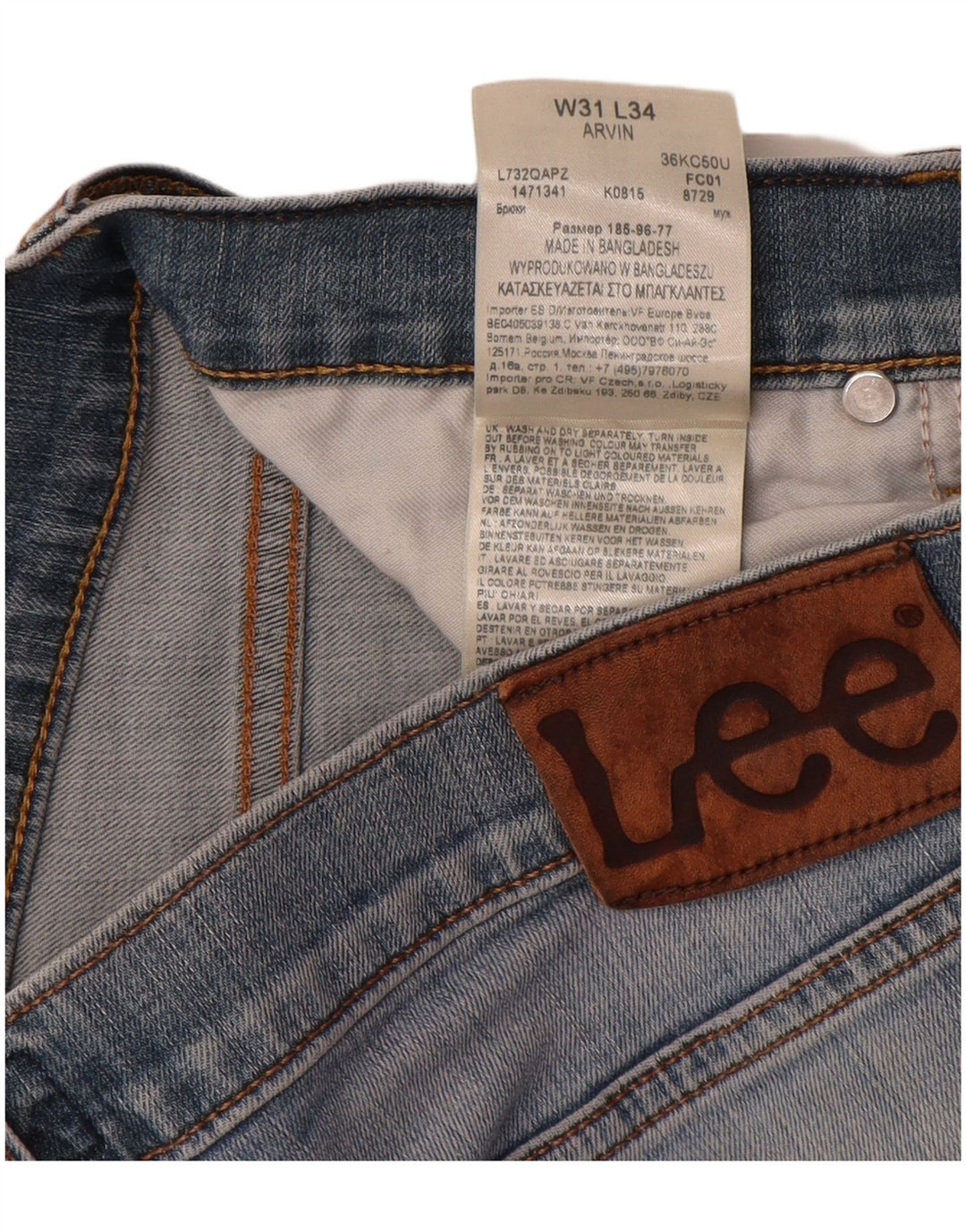 Lee Mens Arvin Slim Jeans W31 L34 Blue Cotton
