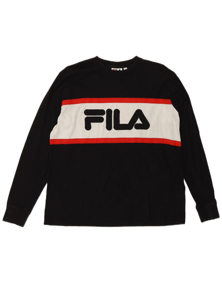 Γυναικεία γραφική φούτερ Fila Jumper UK 12 Medium Black Colourblock