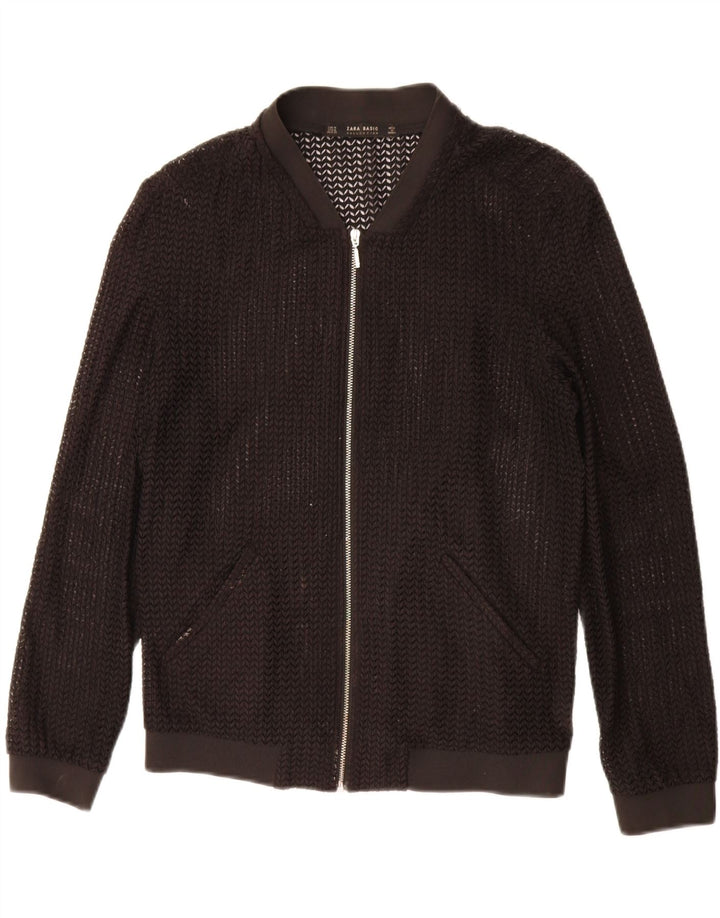 Zara Γυναικείο See throught Bomber Jacket UK 14 Medium Black