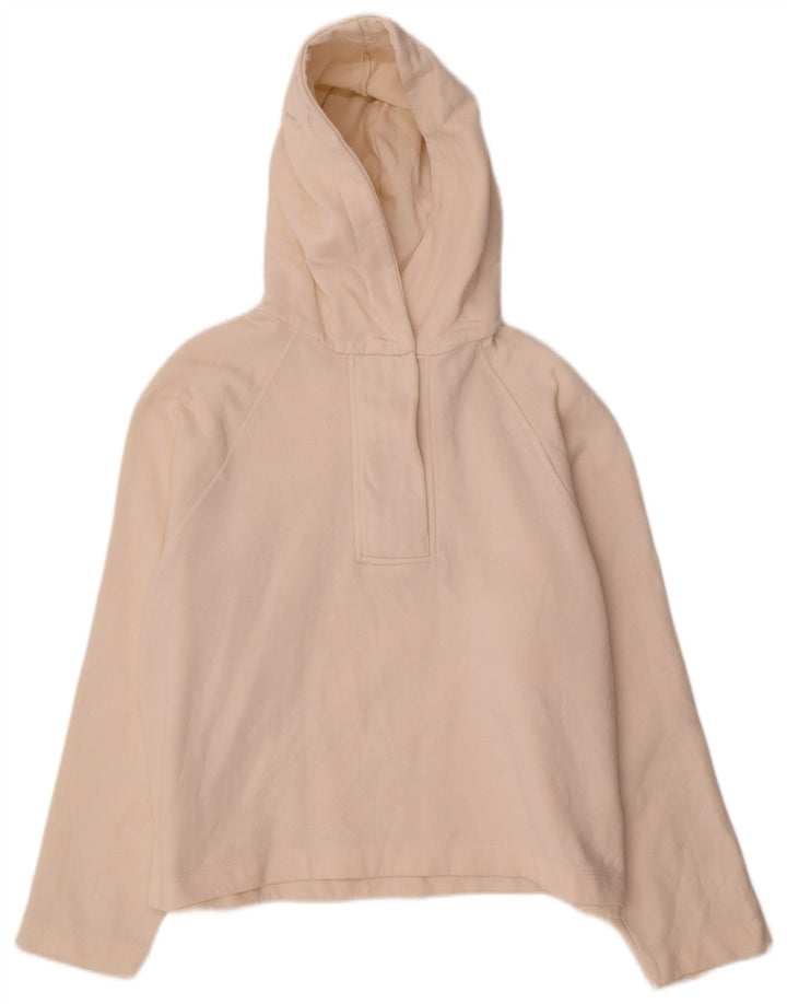 Zara Γυναικείο Hoodie Jumper UK 14 Medium Off White Βαμβακερό