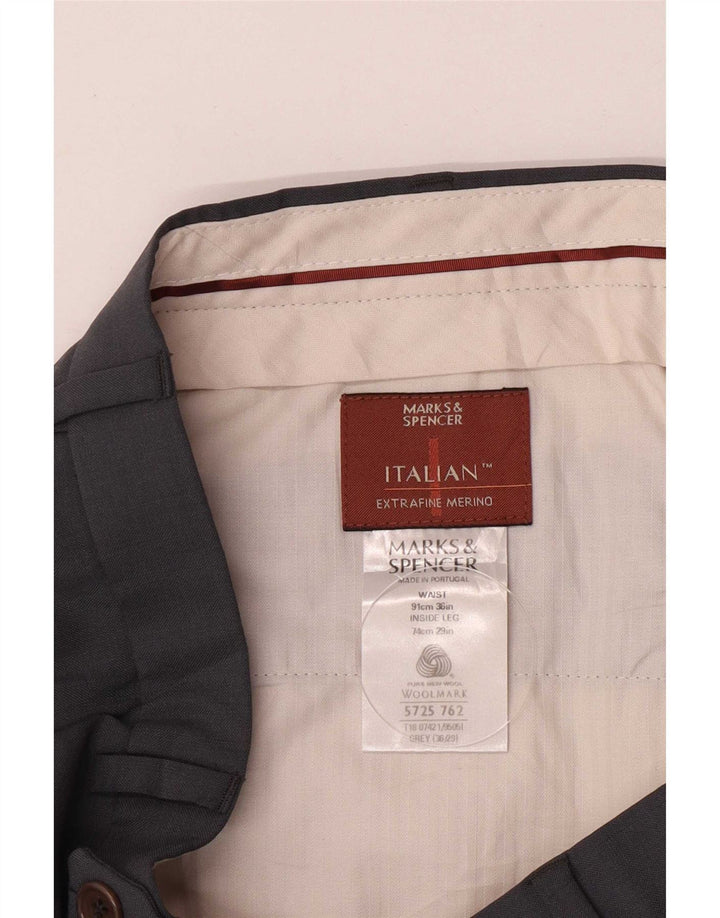 Ανδρικό ίσιο παντελόνι Marks & Spencer W36 L29 Γκρι νέο μαλλί