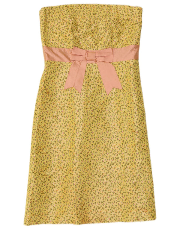 Lazzari Γυναικείο Στράπλες Φόρεμα IT 42 Medium Yellow Floral Acetate