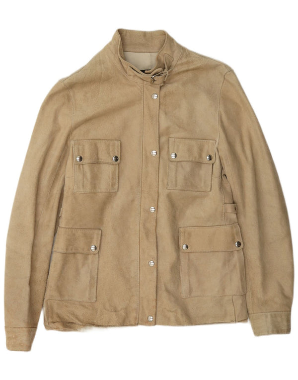 Vintage Γυναικείο Suede Jacket UK 14 Large Beige Leather