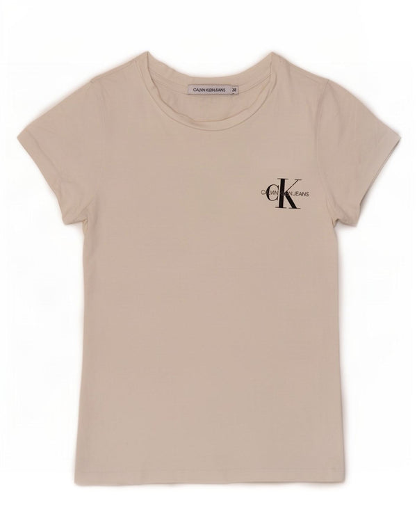 Calvin Klein Jeans Γυναικείο T-Shirt Top UK 6 XS Λευκό βαμβακερό