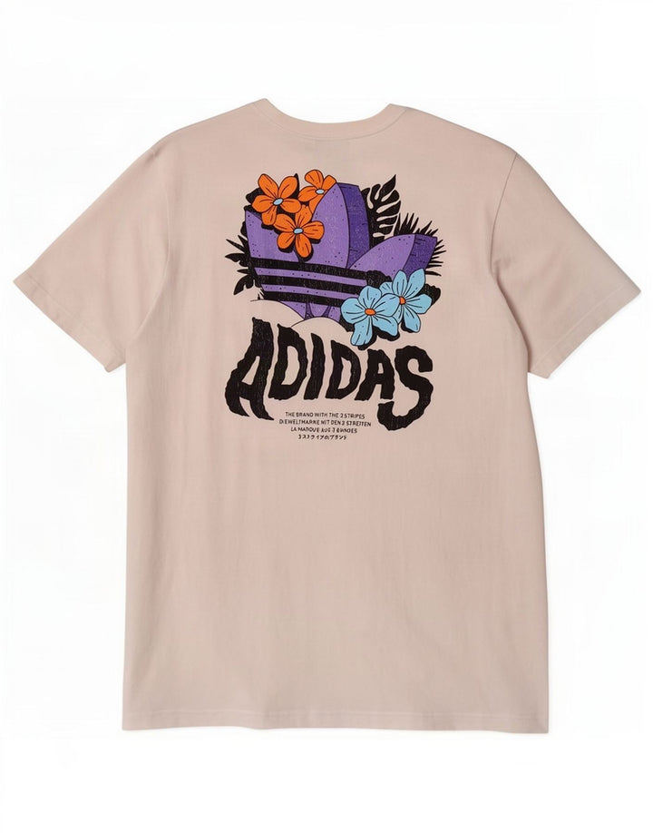 Ανδρικό γραφικό T-Shirt Adidas Top από μεσαίο λευκό βαμβακερό