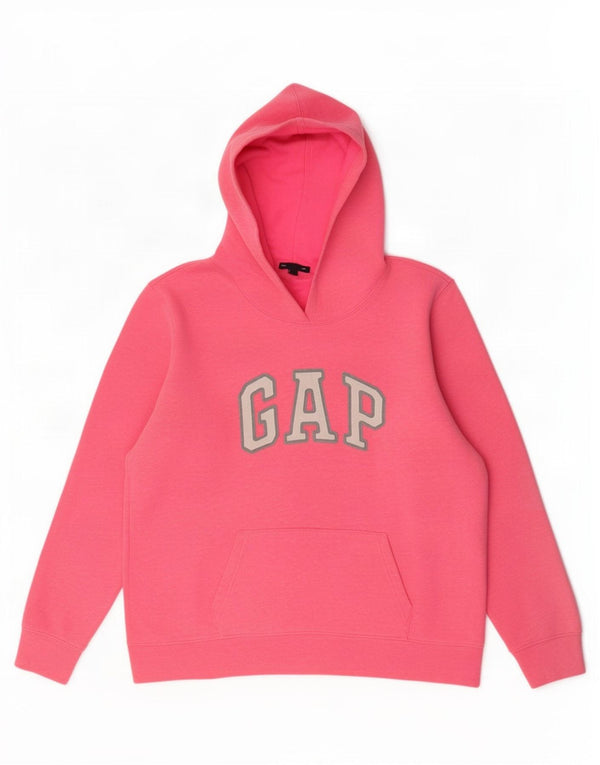 Gap Womens Graphic Hoodie Jumper UK 16 Large Pink Cotton