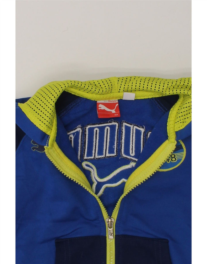 PUMA Baby Boys Graphic Zip Hoodie Sweater 12-18 Months Blue Colourblock | Vintage Puma | Thrift | Second-Hand Puma | Used Clothing | Messina Hembry 