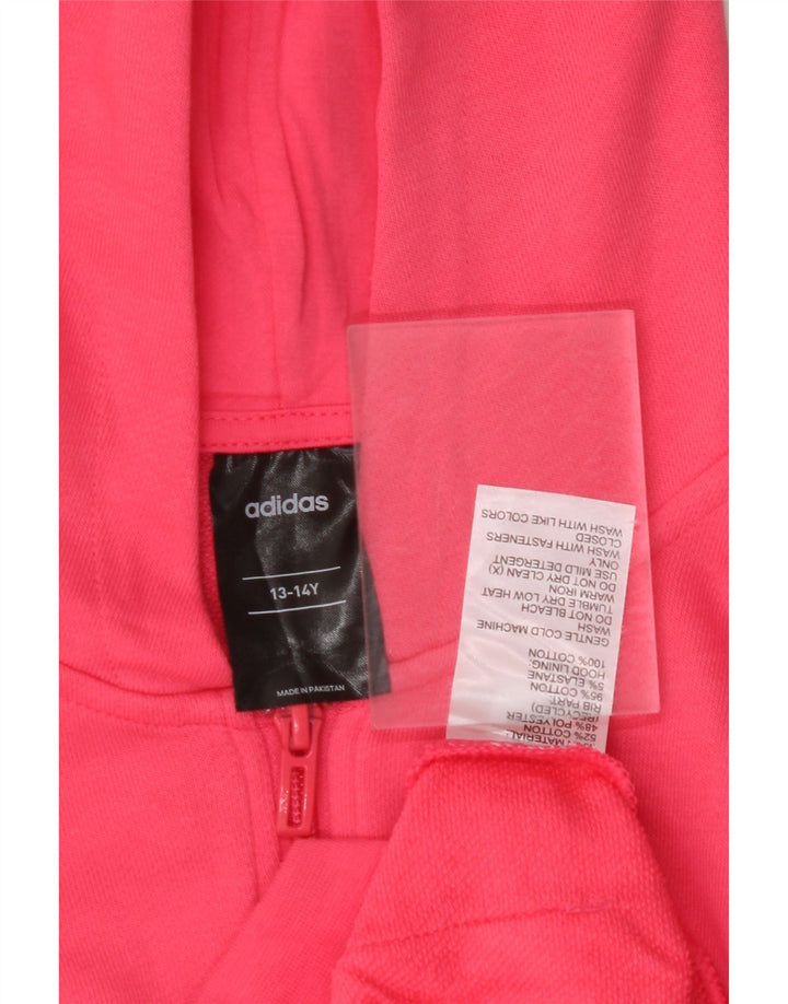 Γραφικό πουλόβερ με κουκούλα ADIDAS για κορίτσια 13-14 ετών ροζ βαμβακερό