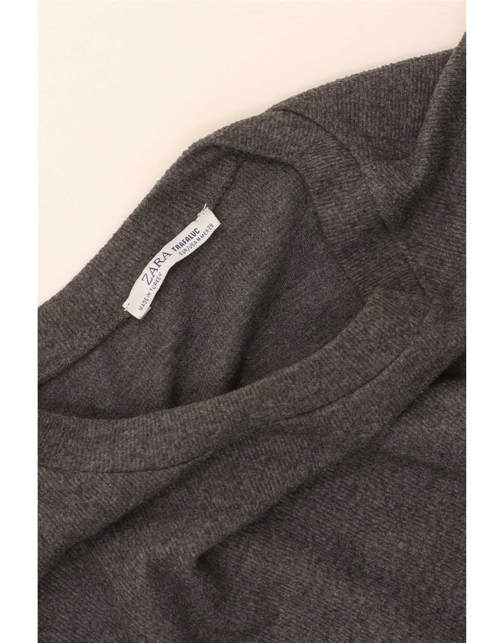 Zara Γυναικείο Crop Top Μακρυμάνικο UK 14 Medium Grey