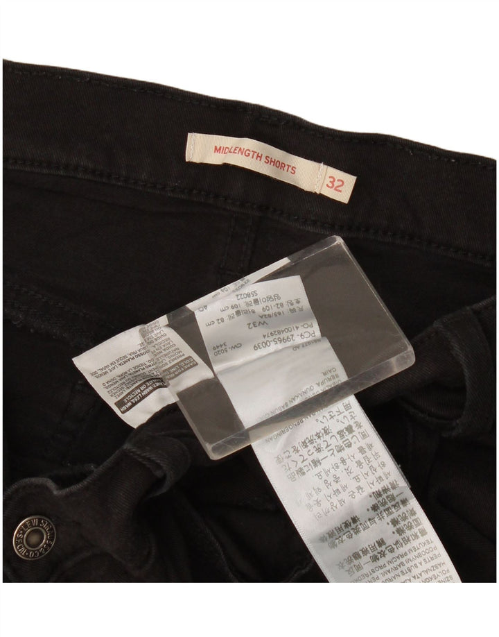 Γυναικείο ψηλόμεσο τζιν σορτς Levi's W32 μεγάλο μαύρο βαμβακερό