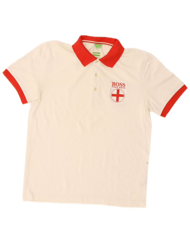 Ανδρικό πουκάμισο πόλο Hugo Boss σε μεγάλο λευκό χρώμα, βαμβακερό