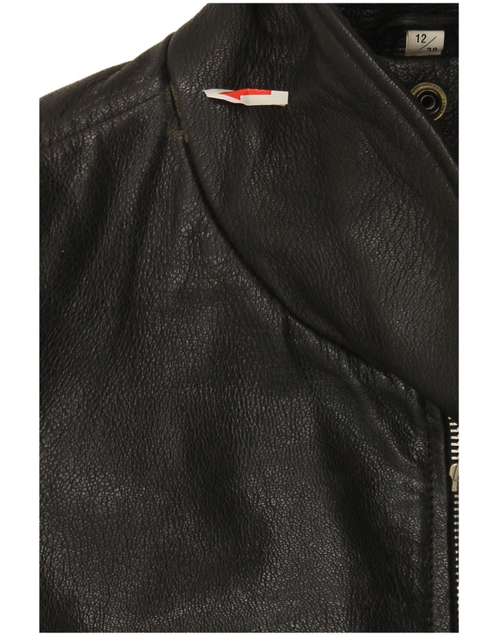 CLASSIC Γυναικείο Δερμάτινο Μπουφάν UK 12 Medium Black Leather
