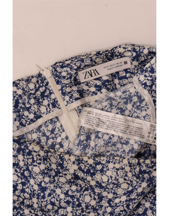 Zara Γυναικεία Μίνι Φούστα Small W26 Blue Floral Polyester