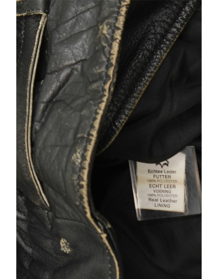 Vintage Ανδρικό Δερμάτινο Biker Jacket UK 36 Small Black Leather