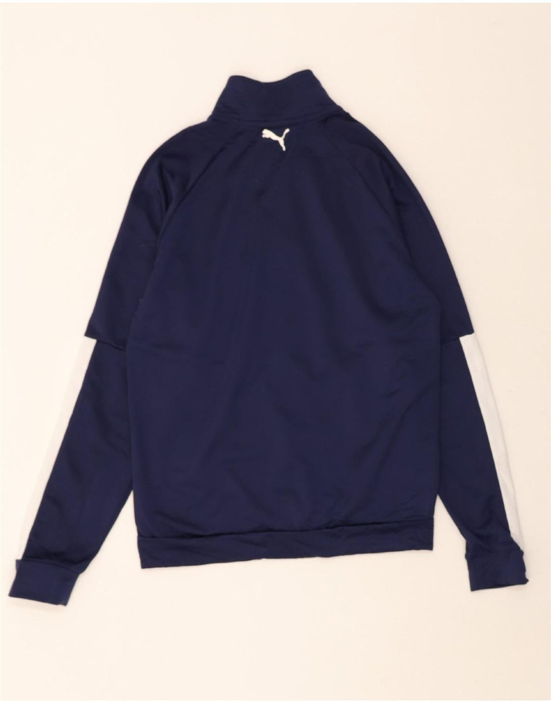 PUMA Mens Graphic Tracksuit Top Jacket Small Navy Blue Colourblock Vintage Puma and Second-Hand Puma from Messina Hembry 