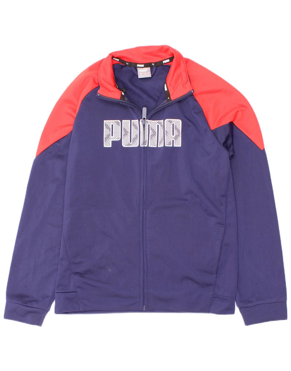 Puma Boys Graphic αθλητική φόρμα Top μπουφάν 11-12 ετών Navy Blue Colorblock